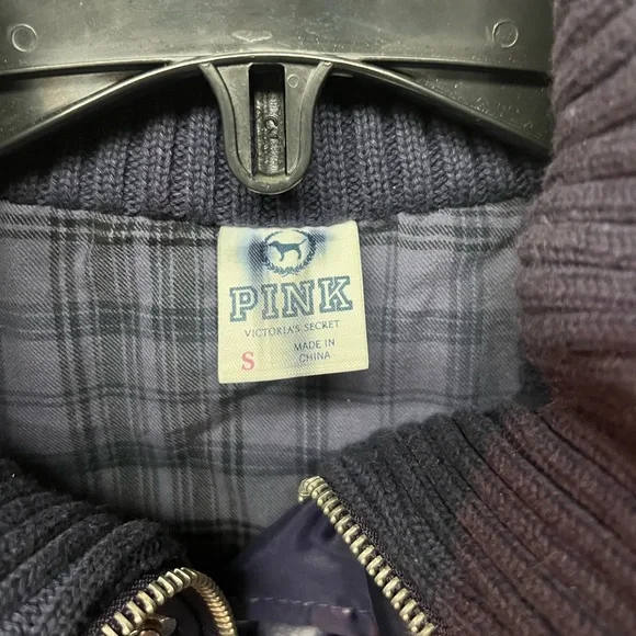 PINK Victoria's Secret Navy Plaid Lined Jacket - Picture 5 of 6